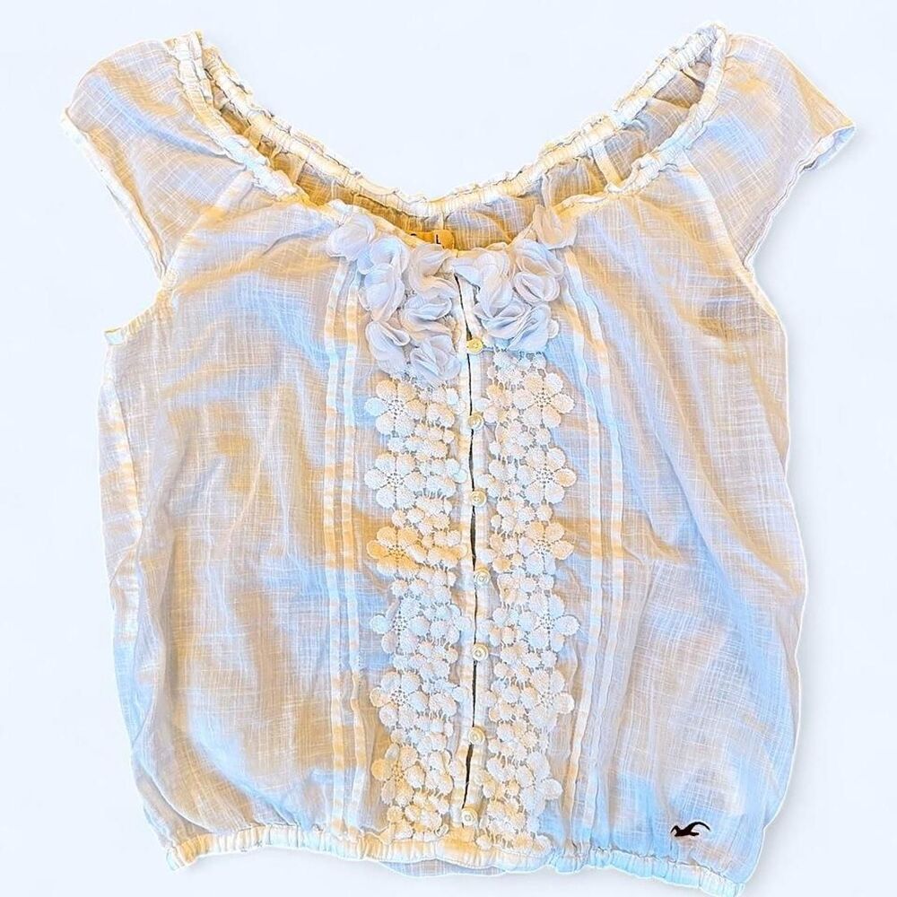 Hollister White Boho Blouse size large
